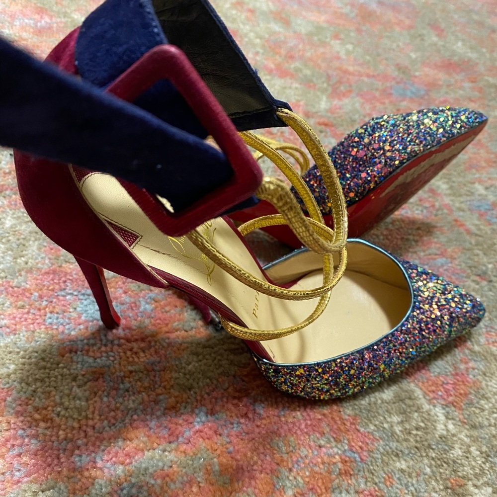 Christian Louboutin Glitter strap heels